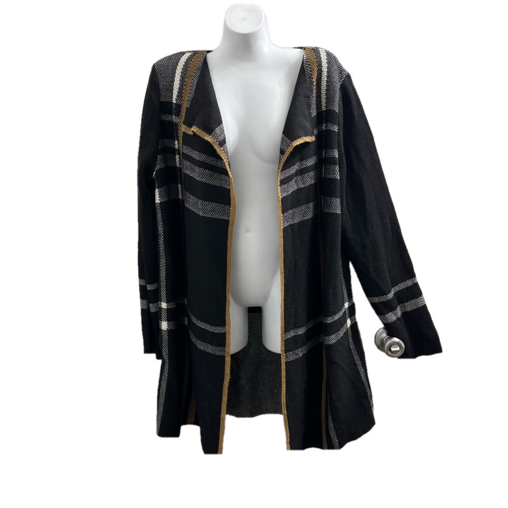 NWT Long sweater jacket Charter Club XLarge black,white,tan